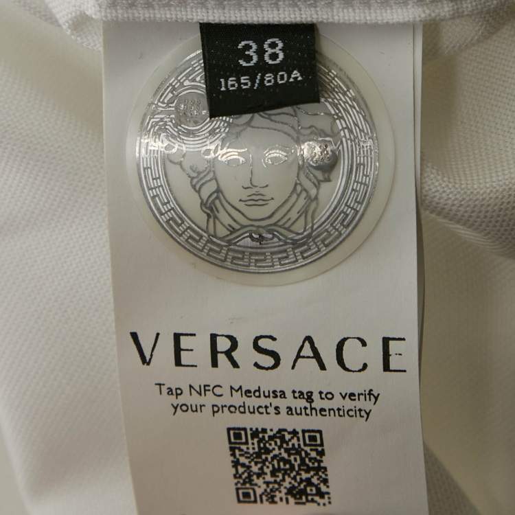 Pre Owned Versace White Cotton Medusa Detail Button Heritage Fit Shirt S