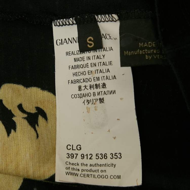 Pre Owned Versace Black Baroque Print Cotton Crewneck T-Shirt L