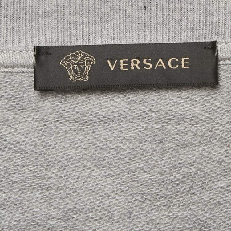Pre Owned Versace Grey Medusa Print Cotton Sweatshirt & Jogger Set XL/M