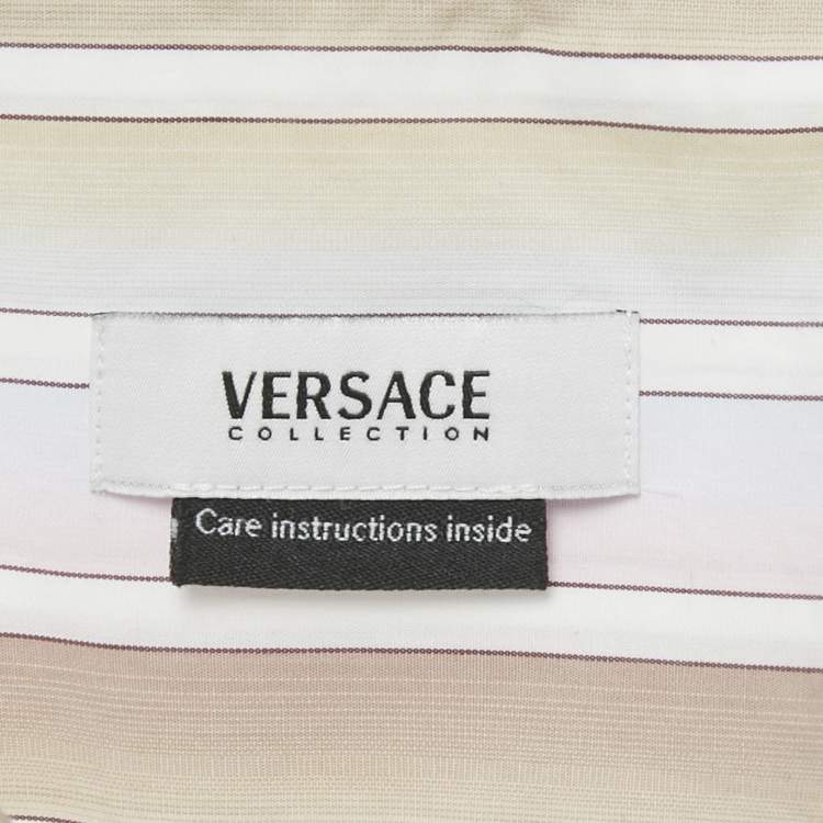 Pre Owned Versace Pink Striped Cotton Button Front Shirt XXXL