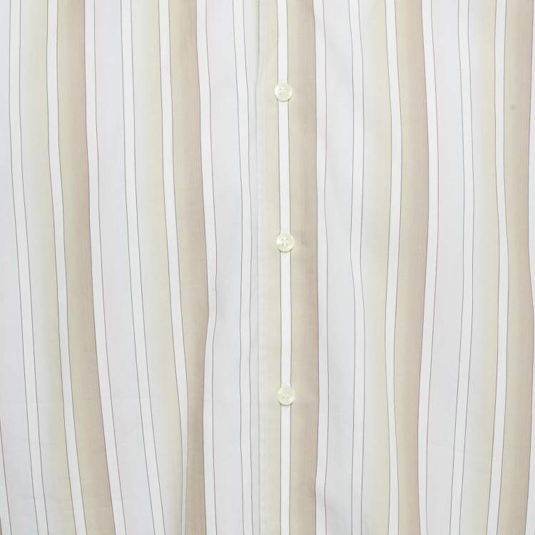 Pre Owned Versace Pink Striped Cotton Button Front Shirt XXXL