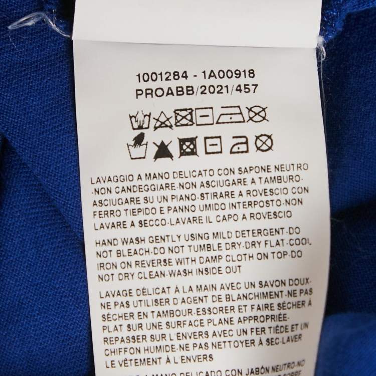 Pre Owned Versace Blue Logo Embroidered Cotton Crew Neck T-Shirt 4XL  