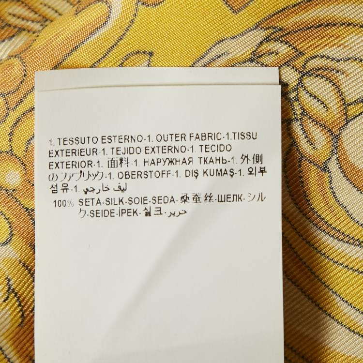 Pre Owned Versace Yellow Barocco Print Silk Shirt M