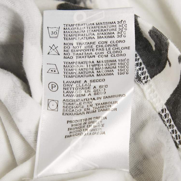 Pre Owned Versace White Printed Jersey V-Neck T-Shirt S