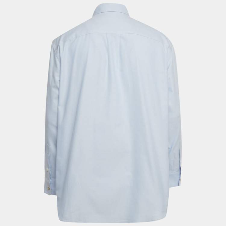 Pre Owned Versace Blue Cotton Medusa Button Heritage Fit Shirt L