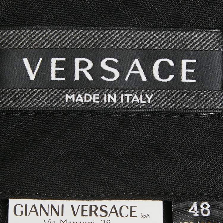 Pre Owned بنطلون رسمي فيرساتشي كريب ساتان أسود تقليم جانبي مقاس وسط (ميديوم)