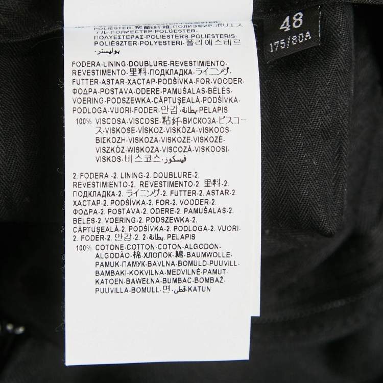 Pre Owned بنطلون رسمي فيرساتشي كريب ساتان أسود تقليم جانبي مقاس وسط (ميديوم)