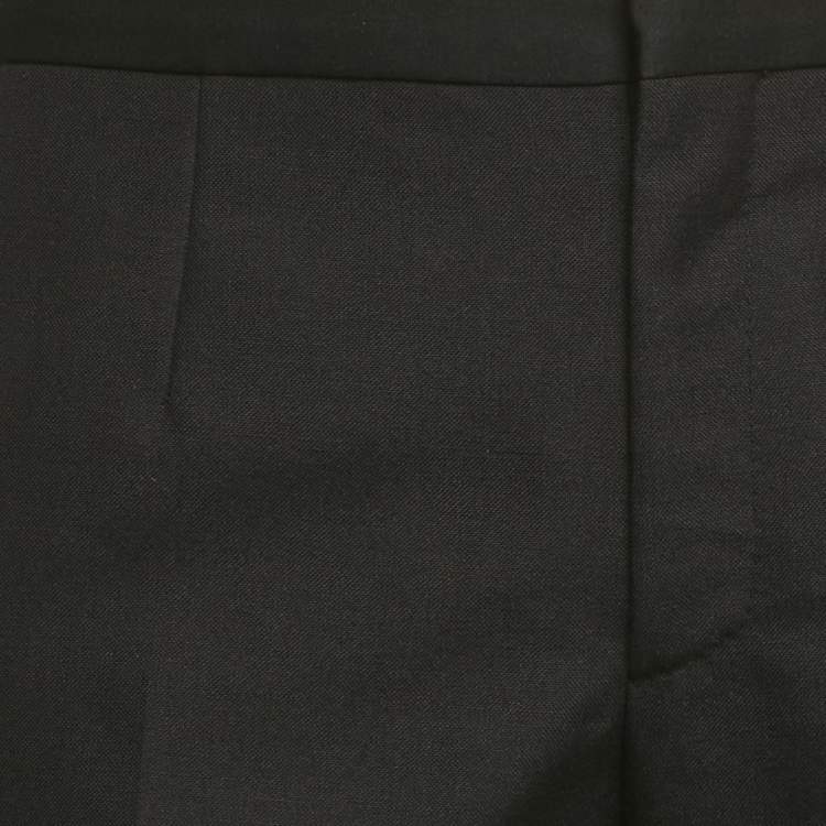 Pre Owned بنطلون رسمي فيرساتشي كريب ساتان أسود تقليم جانبي مقاس وسط (ميديوم)