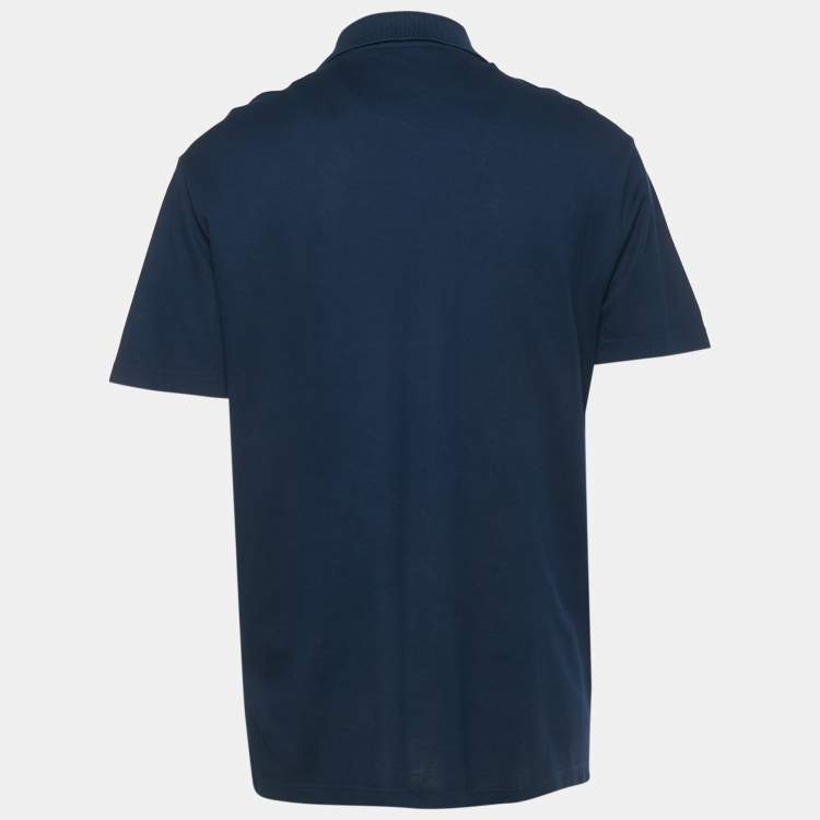 Pre Owned Versace Navy Blue Logo Embroidered Cotton Taylor Fit  Polo T-Shirt XXL