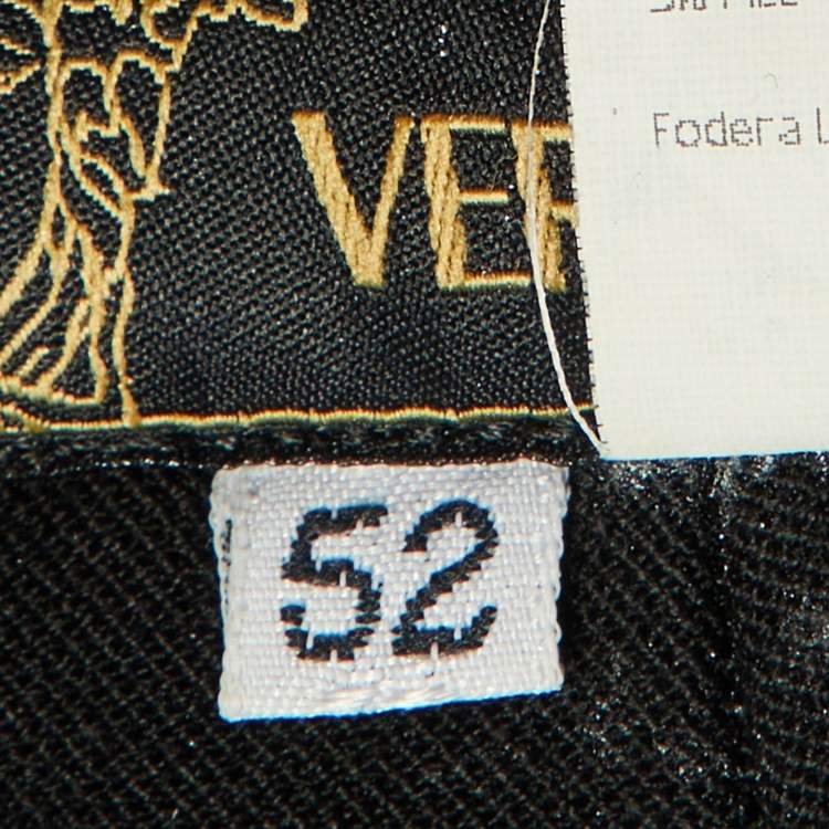 Pre Owned Versace Vintage Black Wool Zip Detail Pants L/XL Waist 36"