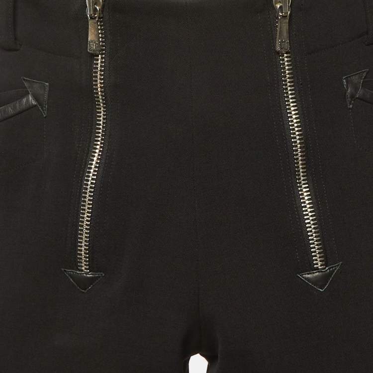 Pre Owned Versace Vintage Black Wool Zip Detail Pants L/XL Waist 36"