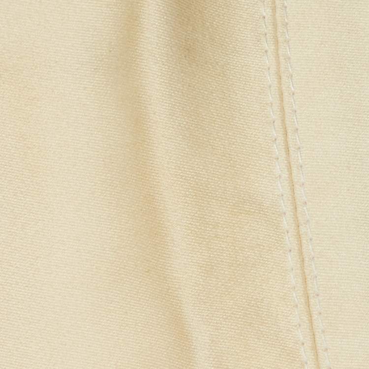 مملوكة مسبقًا Versace Vintage Cream Leather & Cotton Zip Up Jacket XL
