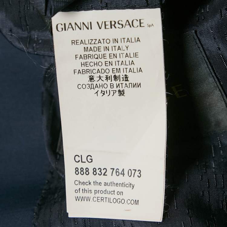 Pre Owned Versace Blue Wool Tailored Fit Suit M