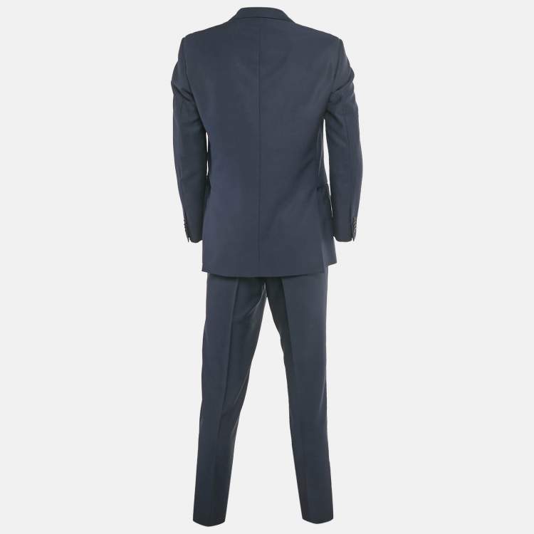Pre Owned Versace Blue Wool Tailored Fit Suit M