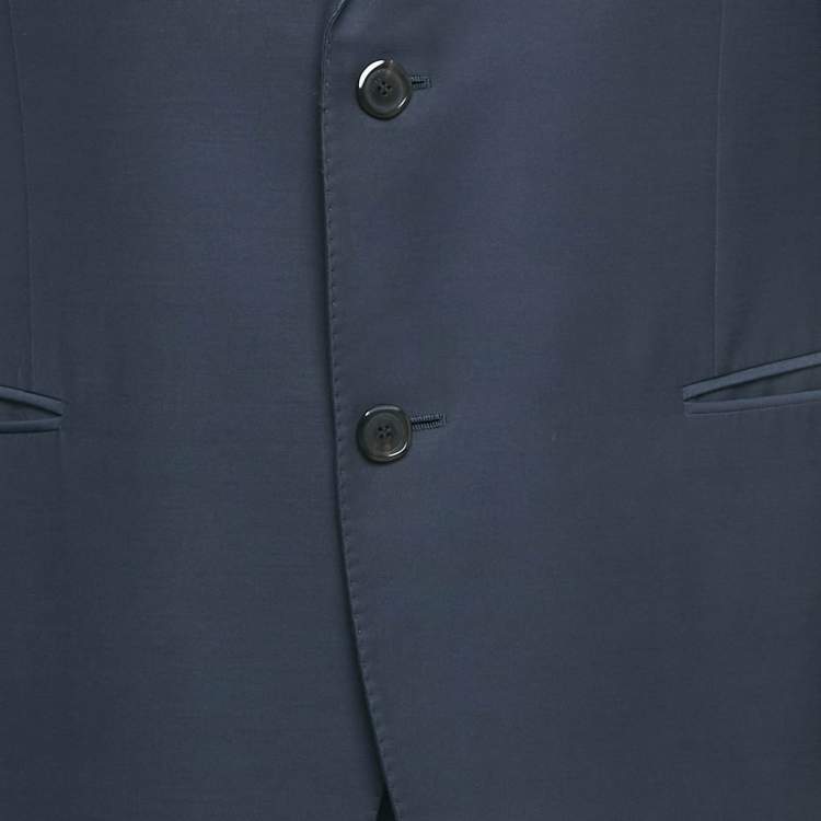 Pre Owned Versace Blue Wool Tailored Fit Suit M