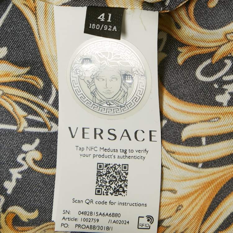 مملوكة مسبقًا Versace Black/Yellow Barocco Print Silk Shirt L