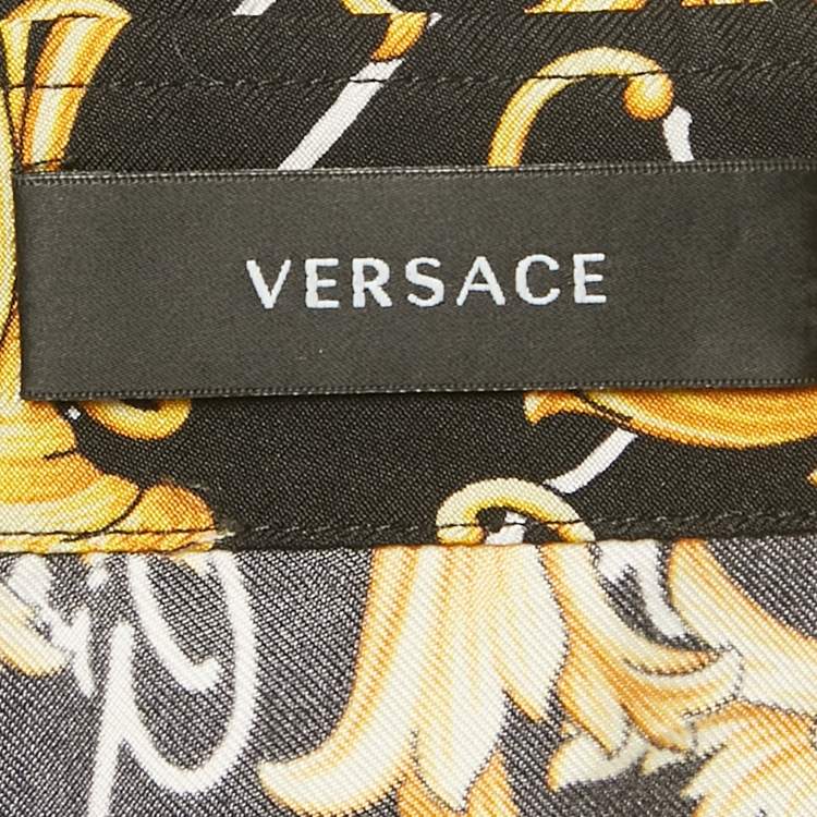مملوكة مسبقًا Versace Black/Yellow Barocco Print Silk Shirt L