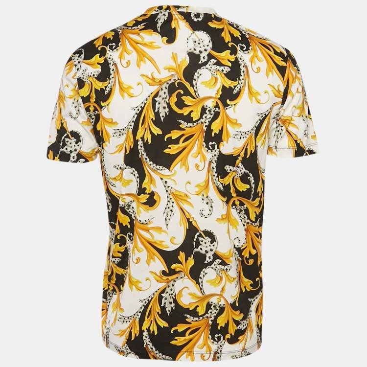 Pre Owned تي شيرت فيرساتشي طباعة ماسكيري زرقاء جيرسي تايلور فيت مقاس صغير