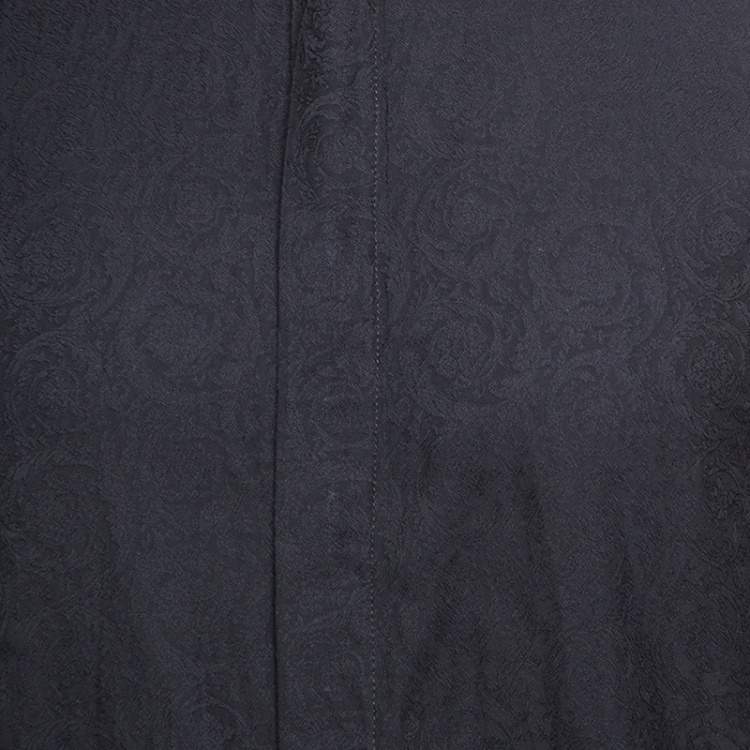 Pre Owned Versace Black Cotton Jacquard Long Sleeve Slim Fit Shirt L
