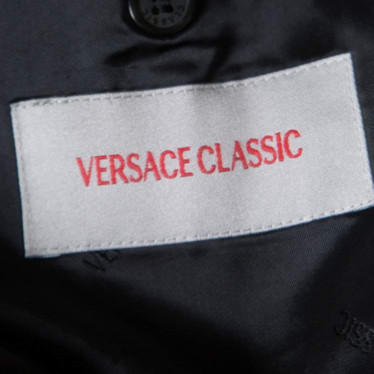 Pre Owned Versace Classic Black Striped Wool Tailored Blazer XL