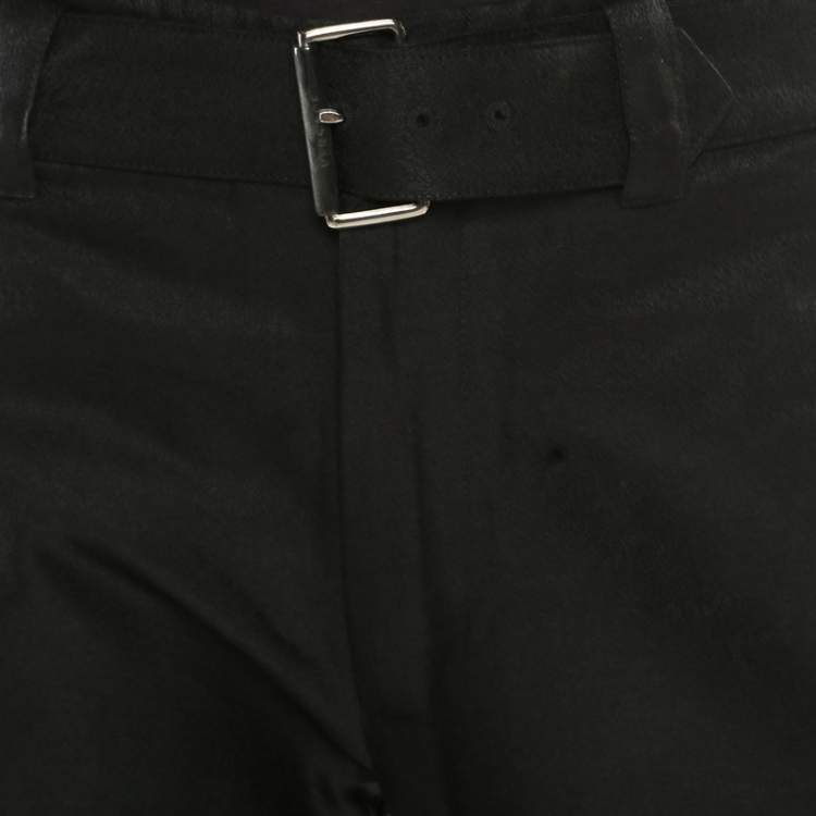 Pre Owned Versace Black Patterned Cloque Silk Wool Tapered Trousers L