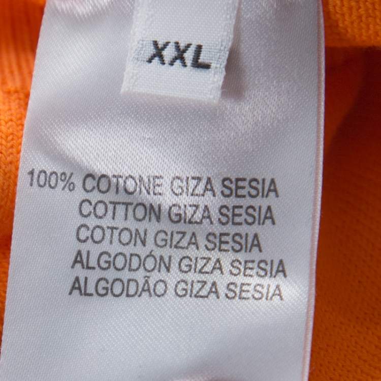 Pre Owned Versace Orange Cotton Knit V neck Buttoned Collar Sweater XXL