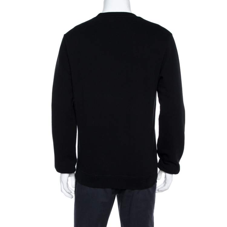Pre Owned Versace Black Cotton Medusa Embroidered Sweatshirt L