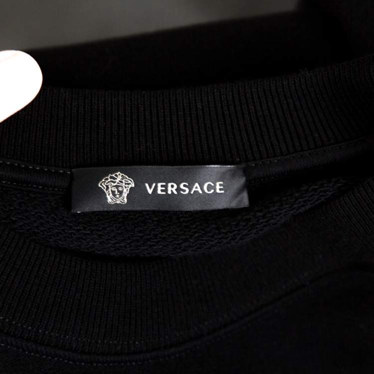Pre Owned Versace Black Cotton Medusa Embroidered Sweatshirt L