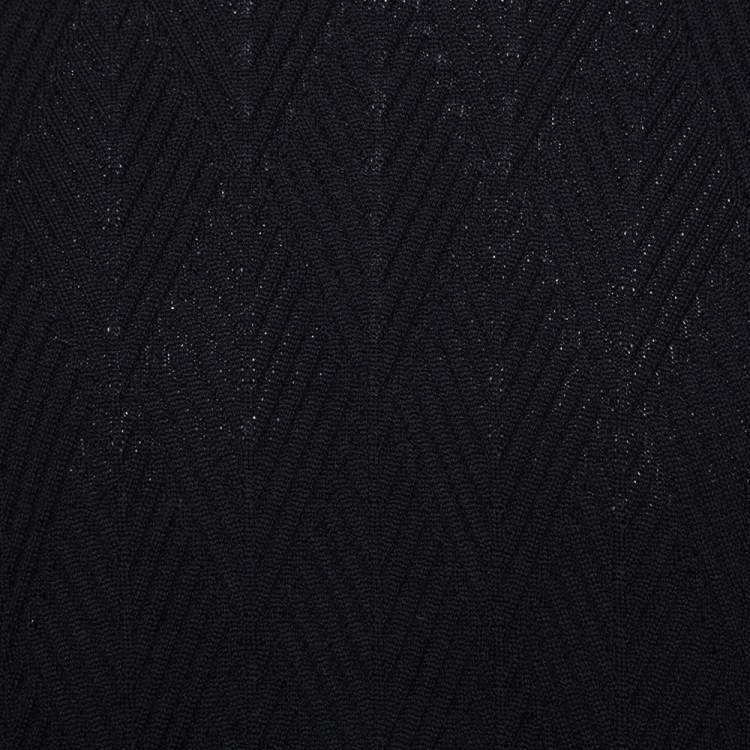 Pre Owned Versace Black Diamond Pattern Rib Knit Sweater XXL