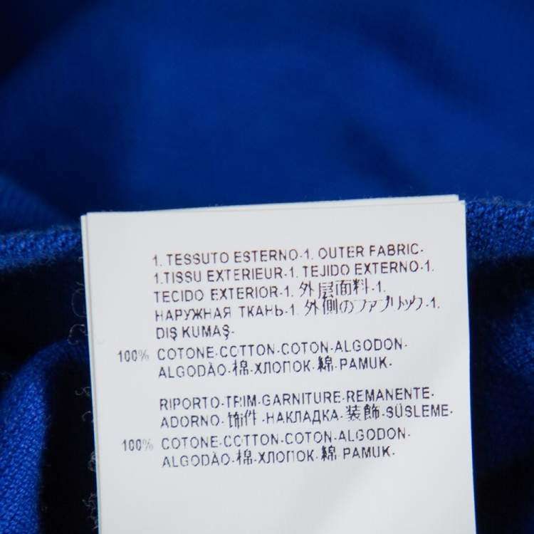 Pre Owned Versace Royal Blue Cotton Pique Button Front T-Shirt XS