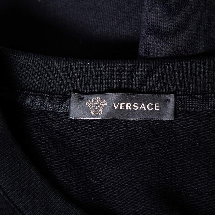 Pre Owned Versace Black Cotton Medusa Embroidered Logo Sweatshirt S