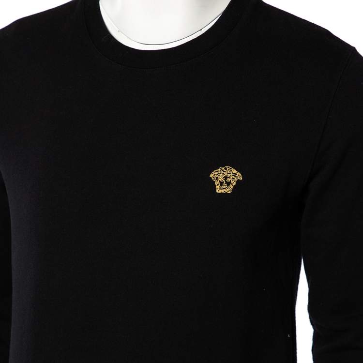 Pre Owned Versace Black Cotton Medusa Embroidered Logo Sweatshirt S