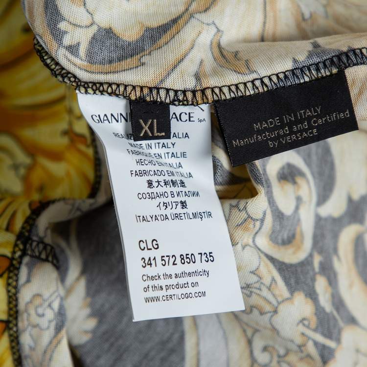 Pre Owned Versace Muticolor Baroque Print Cotton Crewneck T-Shirt XL 