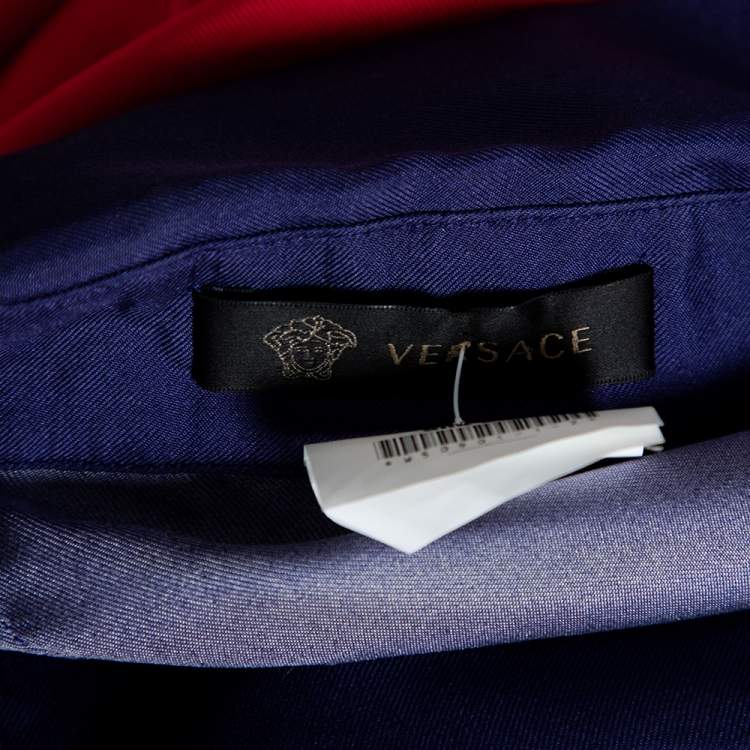 Pre Owned Versace Colorblock Medusa Baroque Print Silk Shirt M