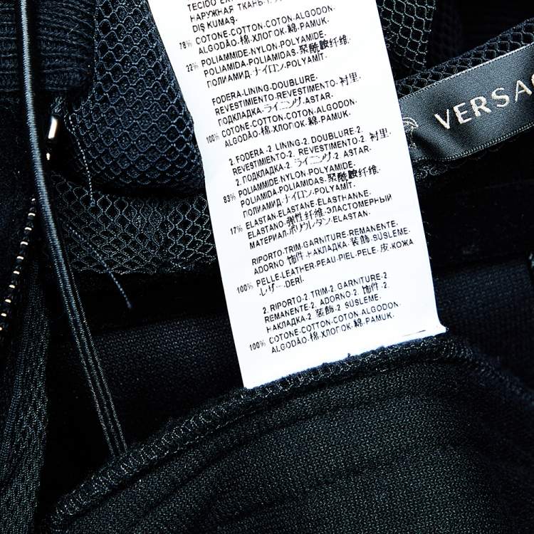 Pre Owned Versace Black Velvet Medusa Patch Detail Hooded Jacket L