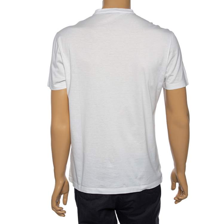 Pre Owned Versace White Printed Cotton Short Sleeve T-Shirt L