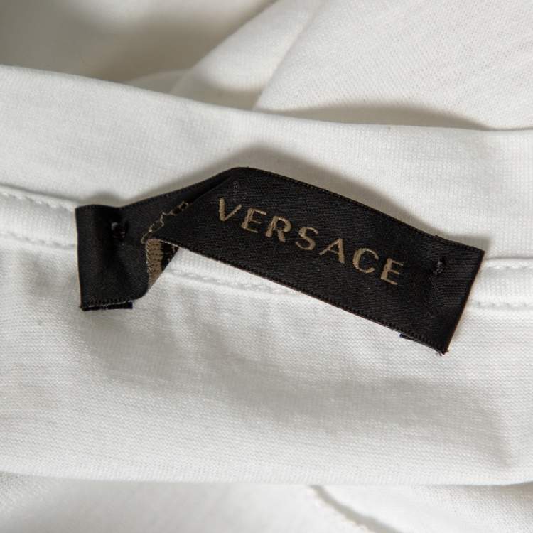 Pre Owned Versace White Printed Cotton Short Sleeve T-Shirt L