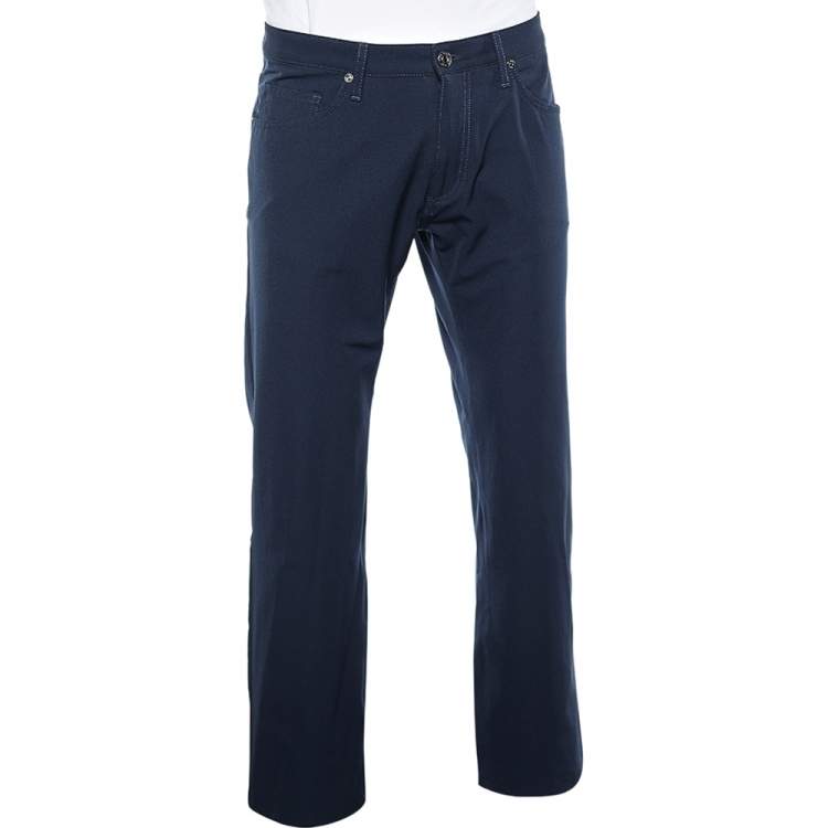 Pre Owned VJC Navy Blue Knit Straight Leg Pants L