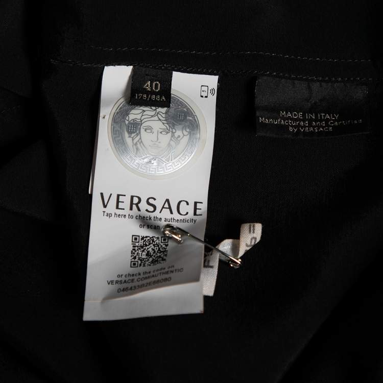 Pre Owned Versace Black Dragon Print Silk Shirt XXXS