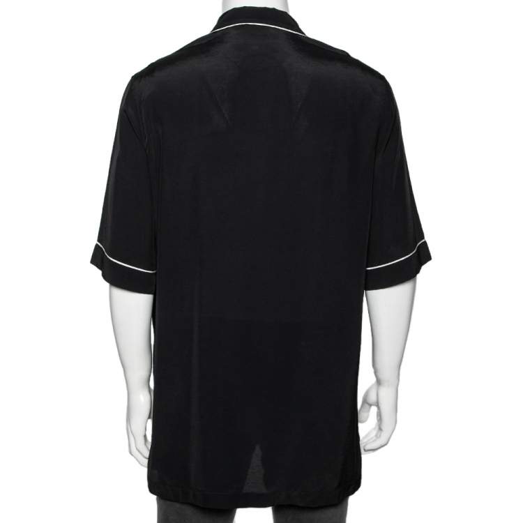 Pre Owned Versace Black Dragon Print Silk Shirt XXXS