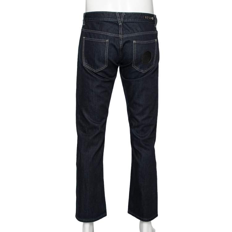 Pre Owned Versace Navy Blue Cotton Denim Pants L