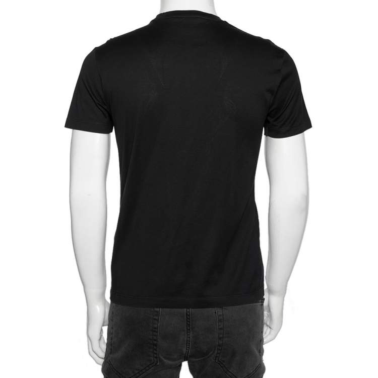 Pre Owned Versace Black Cotton Knit Embellished Medusa Head Detail T-Shirt S