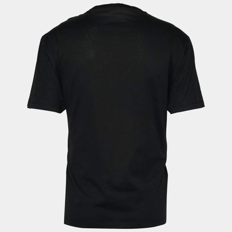 Pre Owned Versace Black Cotton Versace Embroidered Crew Neck T-Shirt L