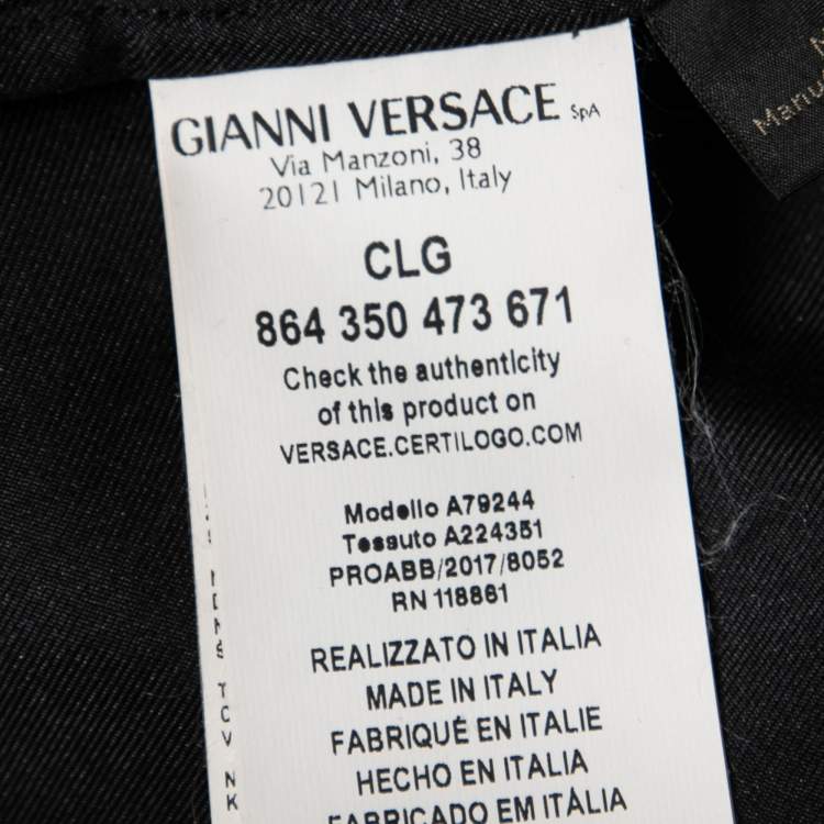 Pre Owned Versace Black Printed Silk Button Front Long Sleeve Shirt XL