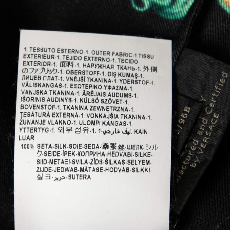 Pre Owned Versace Black Printed Silk Button Front Long Sleeve Shirt XL