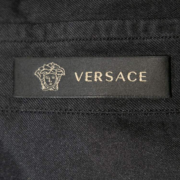 Pre Owned Versace Black Printed Silk Button Front Long Sleeve Shirt XL
