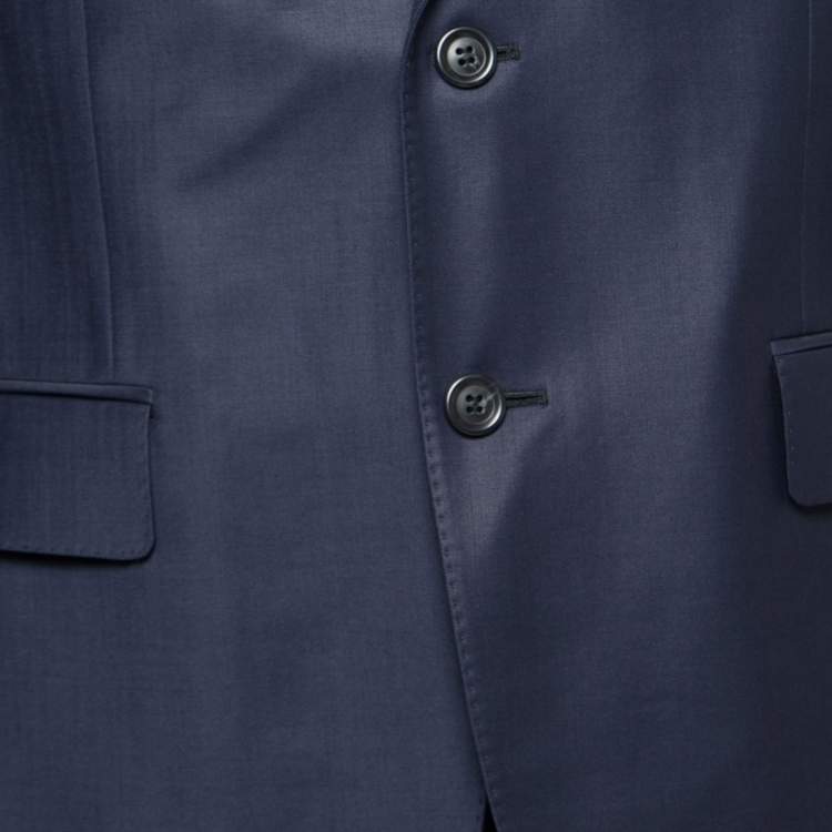 Pre Owned Versace Blue Wool Single-Breasted Suit L