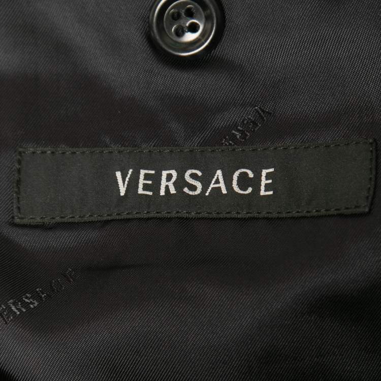Pre Owned Versace Blue Wool Single-Breasted Suit L