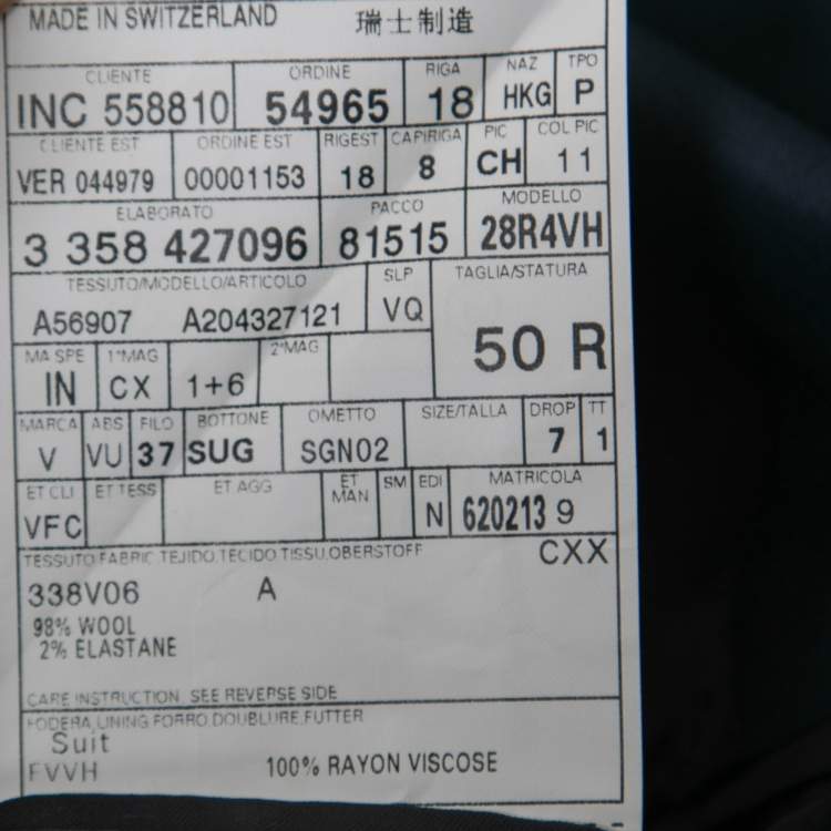 Pre Owned Versace Blue Wool Single-Breasted Suit L