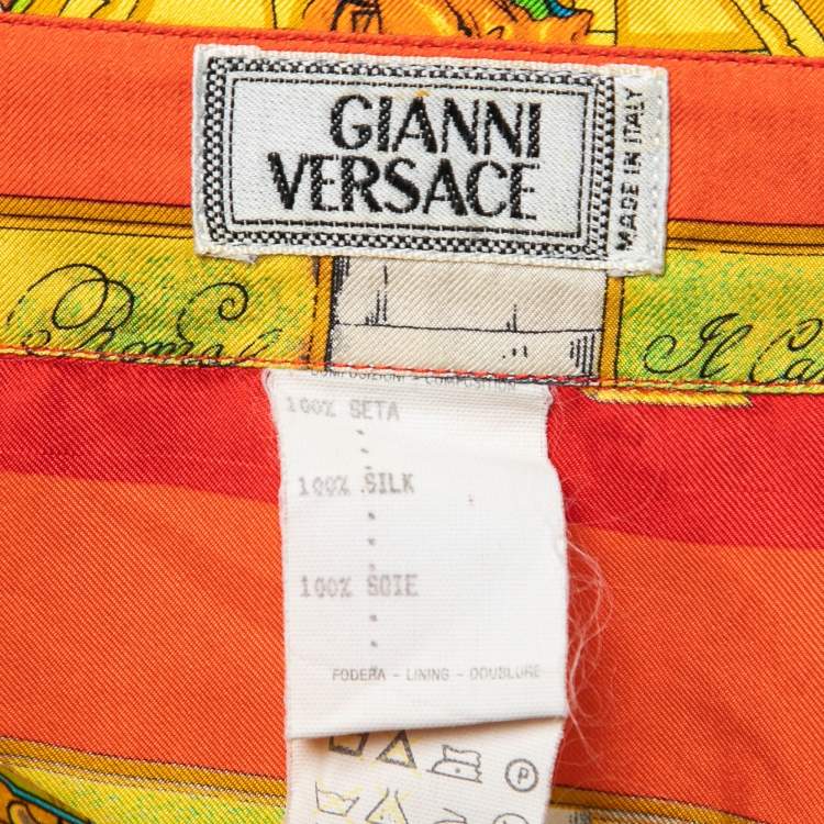 Pre Owned Gianni Versace Vintage Multicolor Printed Silk Button Front Shirt L